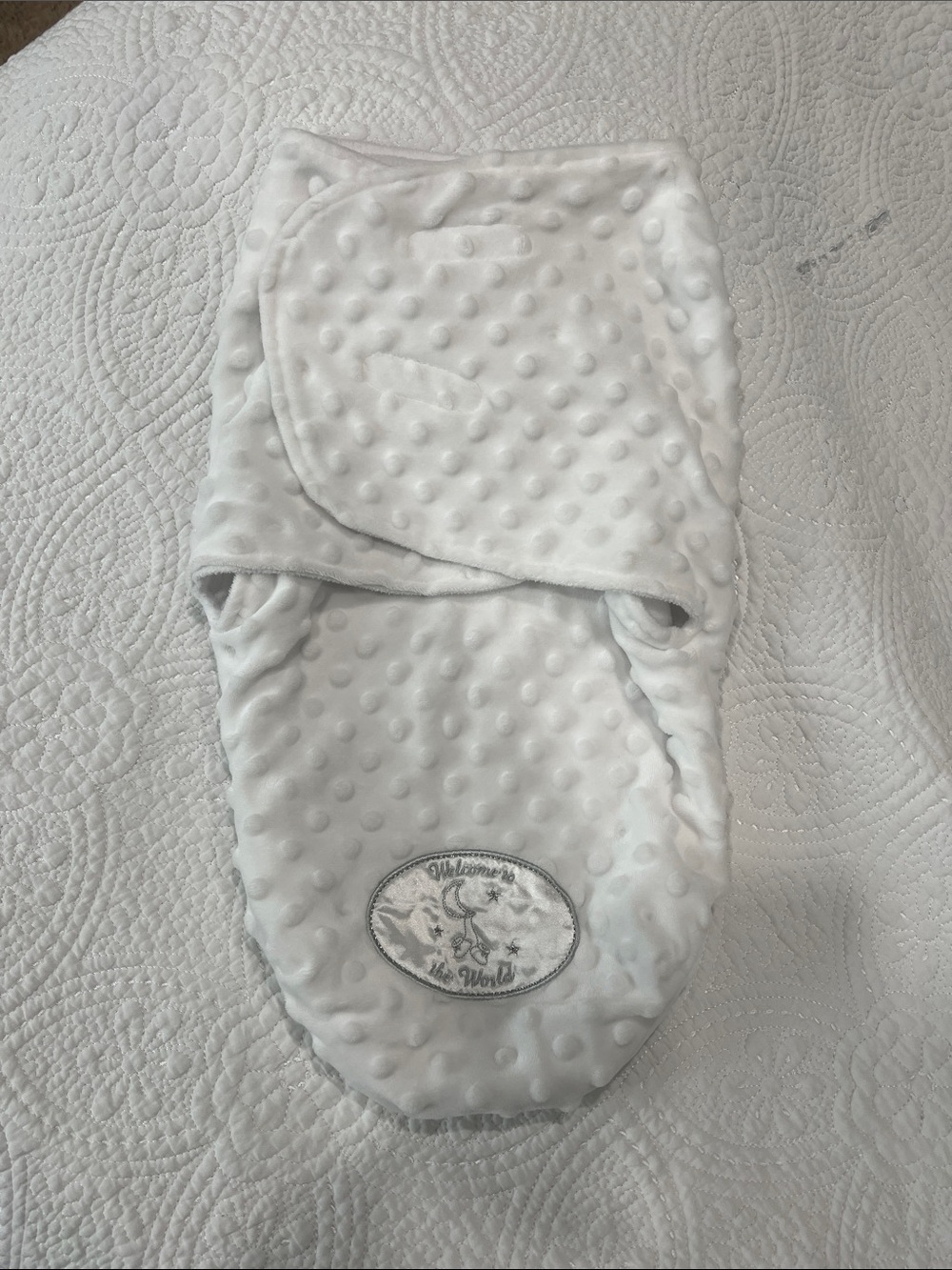 Little Me White Textured Dot Baby Swaddle